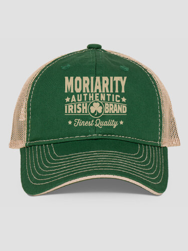 Irish Brand Dark Green/Khaki Embroidered Trucker Hat