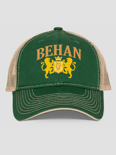 Irish Crest Dark Green/Khaki Embroidered Trucker Hat