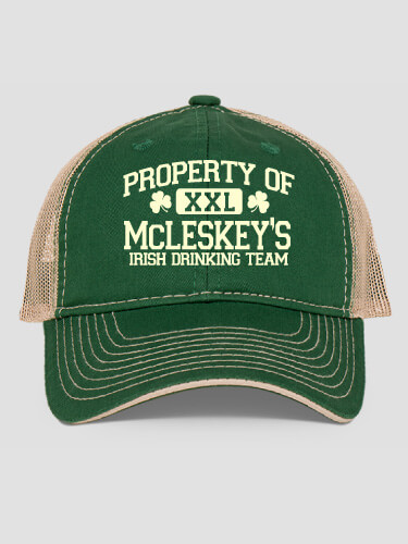 Irish Drinking Team Dark Green/Khaki Embroidered Trucker Hat