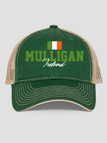 Irish Flag Dark Green/Khaki Embroidered Trucker Hat