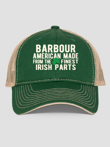 Irish Parts Dark Green/Khaki Embroidered Trucker Hat