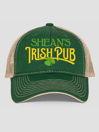 Irish Pub Dark Green/Khaki Embroidered Trucker Hat