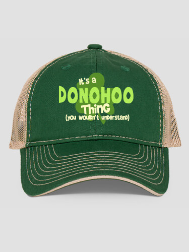 Irish Thing Dark Green/Khaki Embroidered Trucker Hat