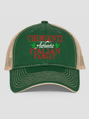 Italian Family Dark Green/Khaki Embroidered Trucker Hat