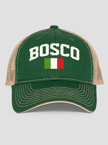 Italian Flag Varsity Dark Green/Khaki Embroidered Trucker Hat