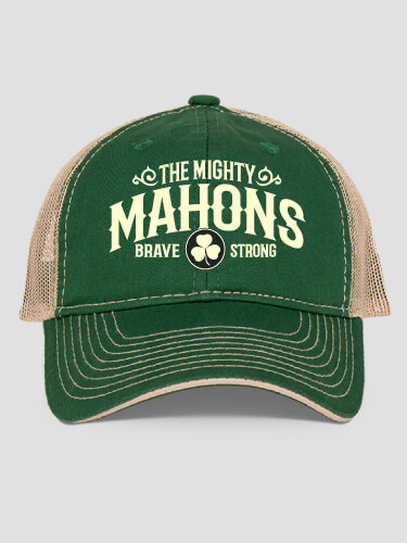 Mighty Dark Green/Khaki Embroidered Trucker Hat