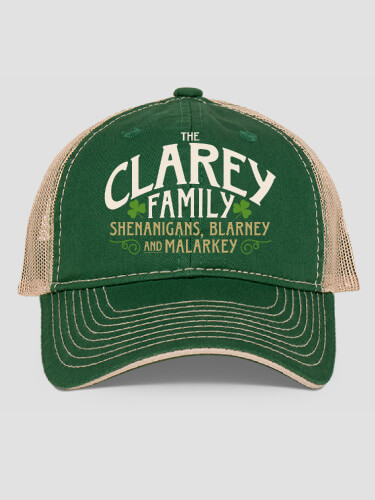 Shenanigans Family Dark Green/Khaki Embroidered Trucker Hat