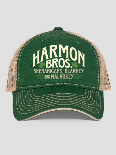 Shenanigans Dark Green/Khaki Embroidered Trucker Hat