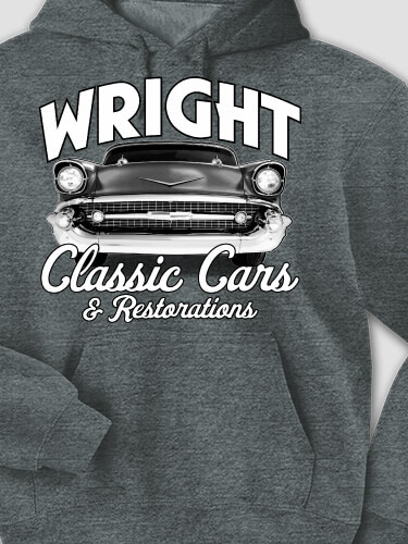 Classic Cars II Dark Heather Adult Hooded Sweatshirt