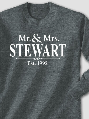 Mr and Mrs Dark Heather Adult Long Sleeve