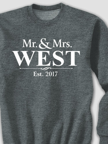Mr and Mrs Dark Heather Adult Sweatshirt