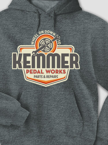 Pedal Works Dark Heather Adult Hooded Sweatshirt