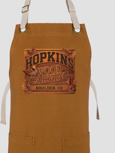 Wood Carving Duck Brown/Stone Canvas Work Apron