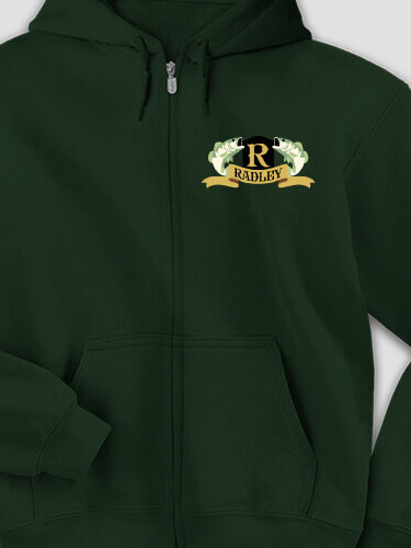 Bass Coat Of Arms Forest Green Embroidered Zippered Hooded Sweatshirt