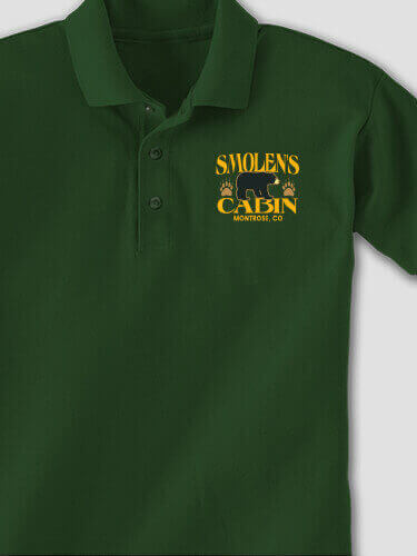 Bear Cabin Forest Green Embroidered Polo Shirt