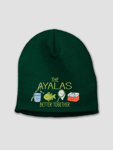 Better Together Fishing Forest Green Embroidered Beanie