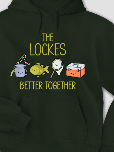 Better Together Fishing Forest Green Adult Hooded Sweatshirt