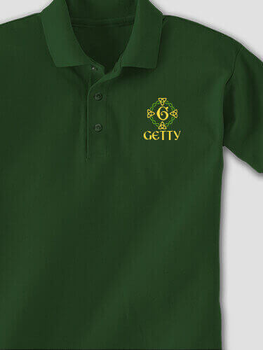 Celtic Wreath Monogram Forest Green Embroidered Polo Shirt
