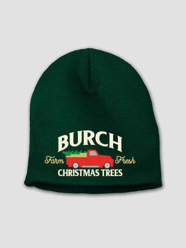 Christmas Tree Farm Forest Green Embroidered Beanie