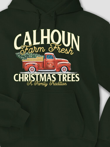 Christmas Tree Farm Forest Green Adult Hooded Sweatshirt