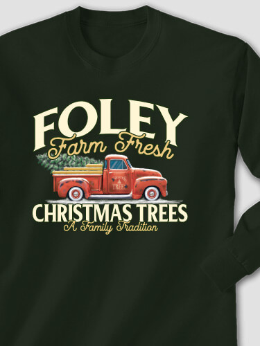 Christmas Tree Farm Forest Green Adult Long Sleeve