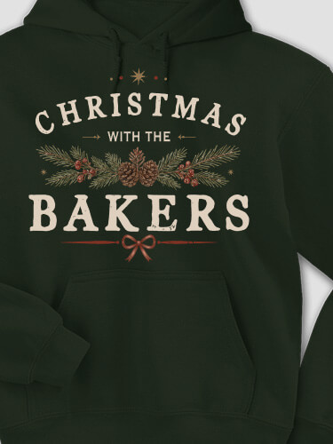 Christmas With Forest Green Adult Hooded Sweatshirt
