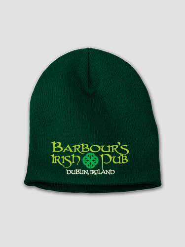 Classic Irish Pub Forest Green Embroidered Beanie