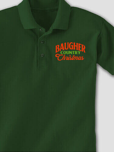 Country Christmas Forest Green Embroidered Polo Shirt
