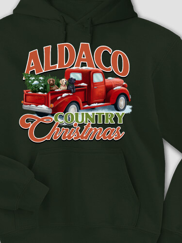 Country Christmas Forest Green Adult Hooded Sweatshirt