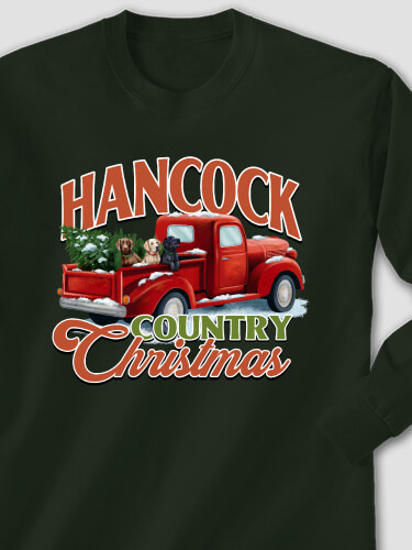 Country Christmas Forest Green Adult Long Sleeve