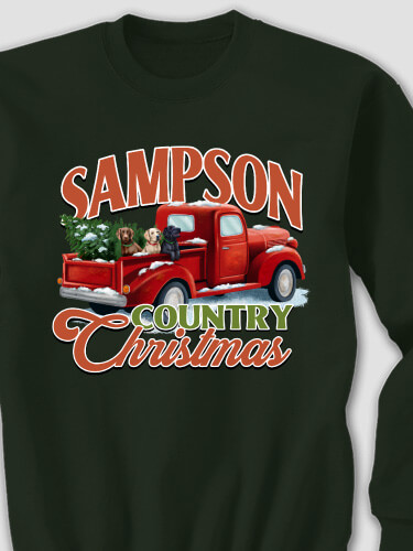 Country Christmas Forest Green Adult Sweatshirt