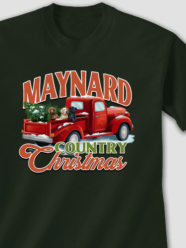 Country Christmas Forest Green Adult T-Shirt