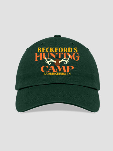 Deer Hunting Camp Forest Green Embroidered Hat