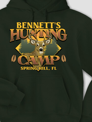 Deer Hunting Camp Forest Green Adult Hooded Sweatshirt
