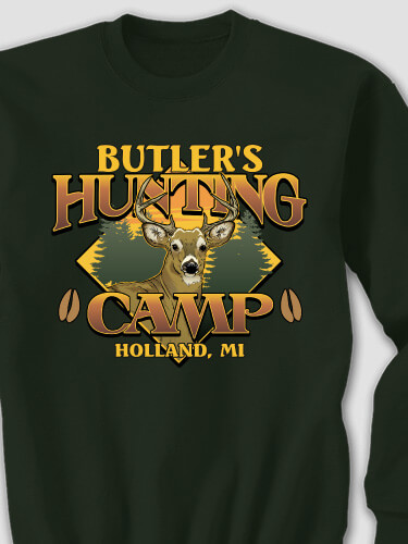 Deer Hunting Camp Forest Green Adult Sweatshirt