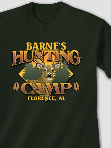 Deer Hunting Camp Forest Green Adult T-Shirt
