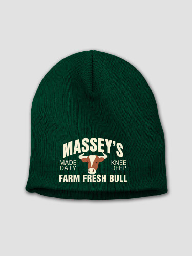 Farm Fresh Bull Forest Green Embroidered Beanie