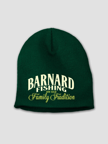 Fishing Family Tradition Forest Green Embroidered Beanie