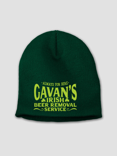 Irish Beer Removal Service Forest Green Embroidered Beanie