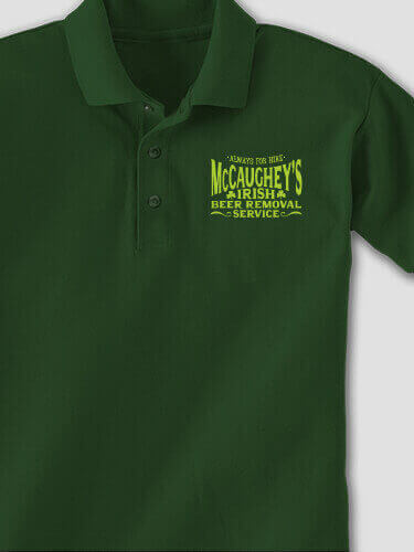 Irish Beer Removal Service Forest Green Embroidered Polo Shirt
