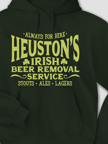 Irish Beer Removal Service Forest Green Adult Hooded Sweatshirt