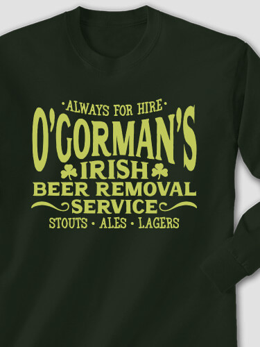 Irish Beer Removal Service Forest Green Adult Long Sleeve