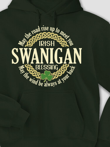 Irish Blessing Forest Green Adult Hooded Sweatshirt