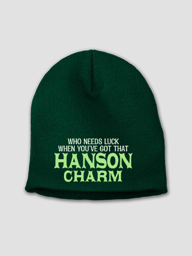 Irish Charm Forest Green Embroidered Beanie