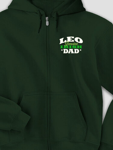 Irish Dad Forest Green Embroidered Zippered Hooded Sweatshirt