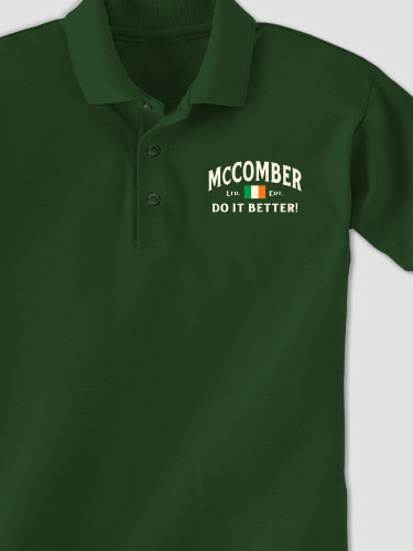 Irish Do It Better Forest Green Embroidered Polo Shirt