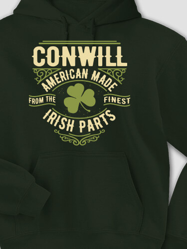 Irish Parts Forest Green Adult Hooded Sweatshirt
