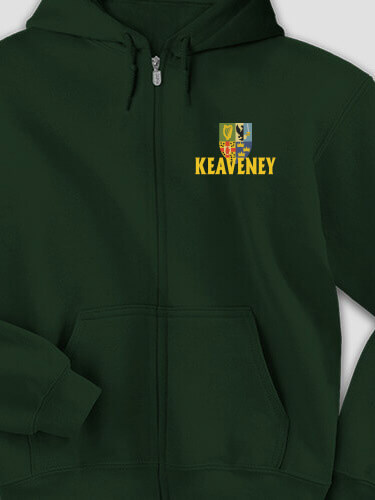 Irish Provinces Forest Green Embroidered Zippered Hooded Sweatshirt