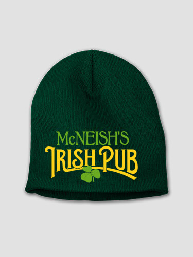 Irish Pub Forest Green Embroidered Beanie