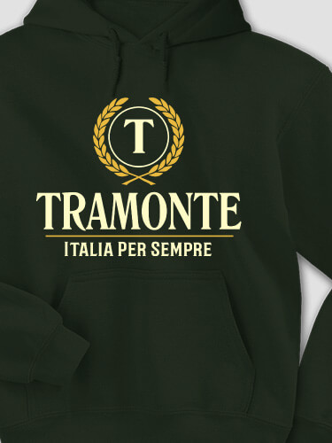 Italian Monogram Forest Green Adult Hooded Sweatshirt
